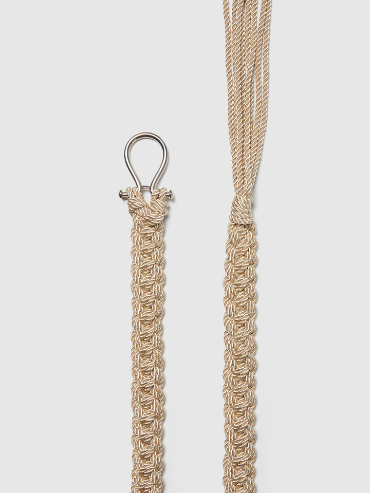 Woven belt with fringe - women's belts - Beige | Sisley image number 2